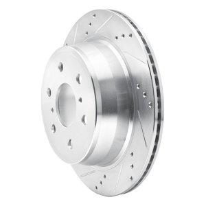 Cadillac Escalade EXT Brake Rotor (1) - Rear Left - R1 Concepts - Drilled & Slotted - Silver - `07-`20